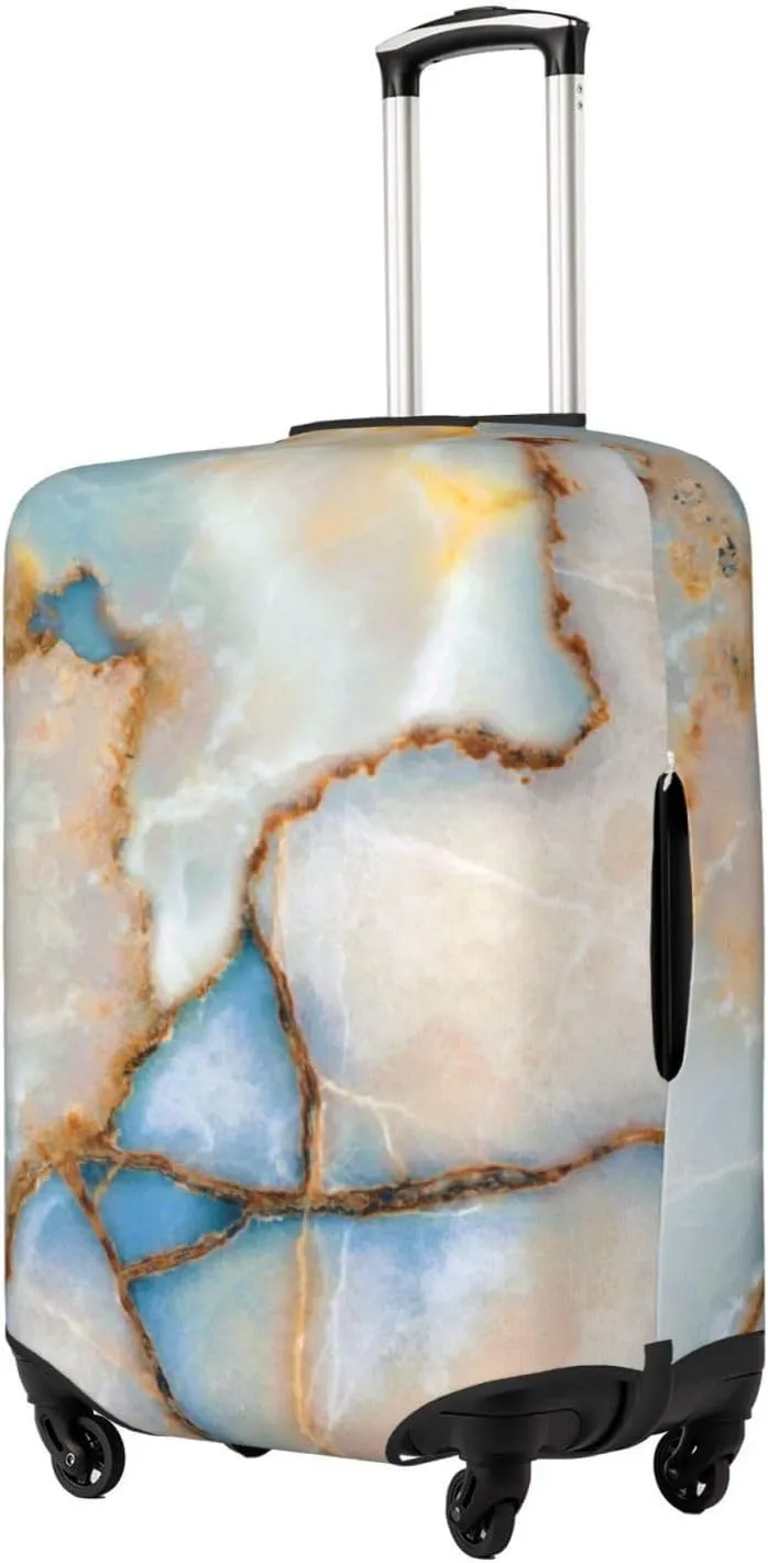 Natural Marble Texture Pattern Luggage Suitcase Covers Elastic Washable Luggage Protector Travel Suitcase Protective Cover For Kid And Adult, L (Fit 25-29 Inch Luggage)