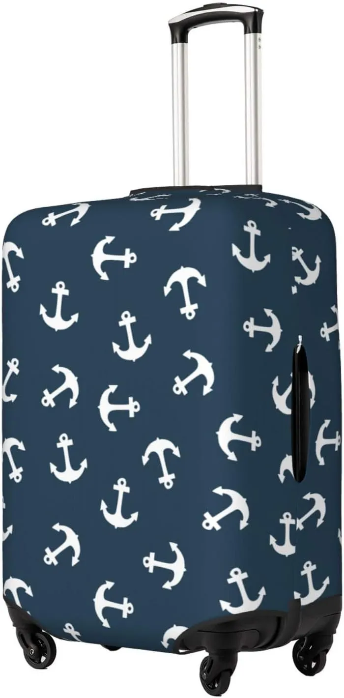 Nautical Anchors Luggage Suitcase Covers Elastic Washable Sea Adventure Ocean Theme Navy Luggage Protector Travel Suitcase Protective Cover For Kid And Adult, M (Fit 22-24 Inch Luggage)