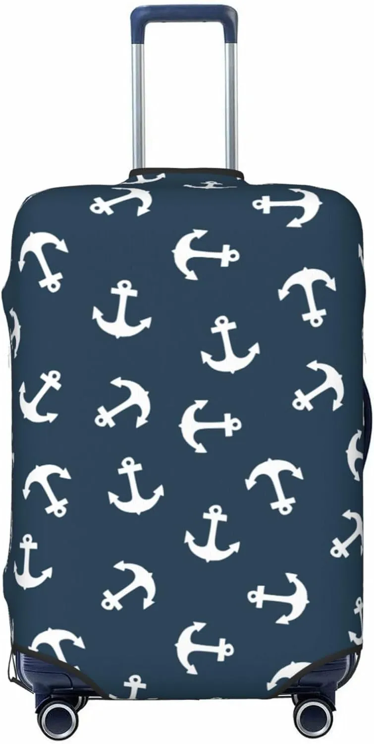 Nautical Anchors Luggage Suitcase Covers Elastic Washable Sea Adventure Ocean Theme Navy Luggage Protector Travel Suitcase Protective Cover For Kid And Adult, M (Fit 22-24 Inch Luggage)