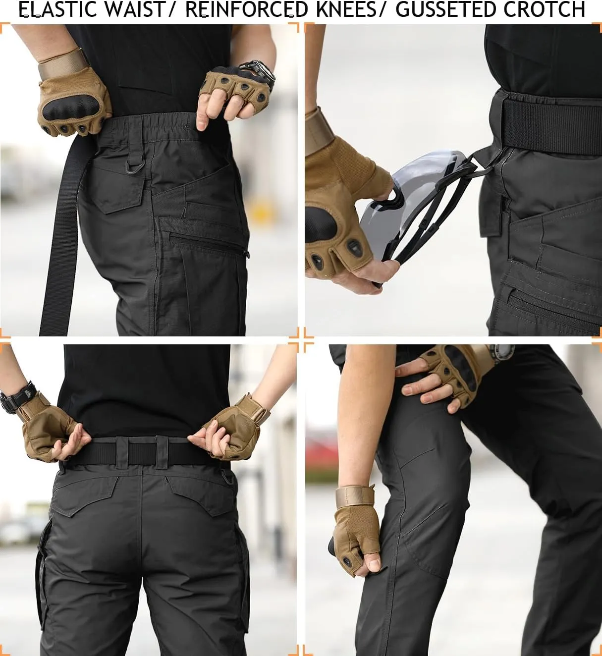 NAVEKULL Men's Hiking Tactical Pants Rip-Stop Military Combat Cargo Pants Lightweight Army Work Outdoor Trousers