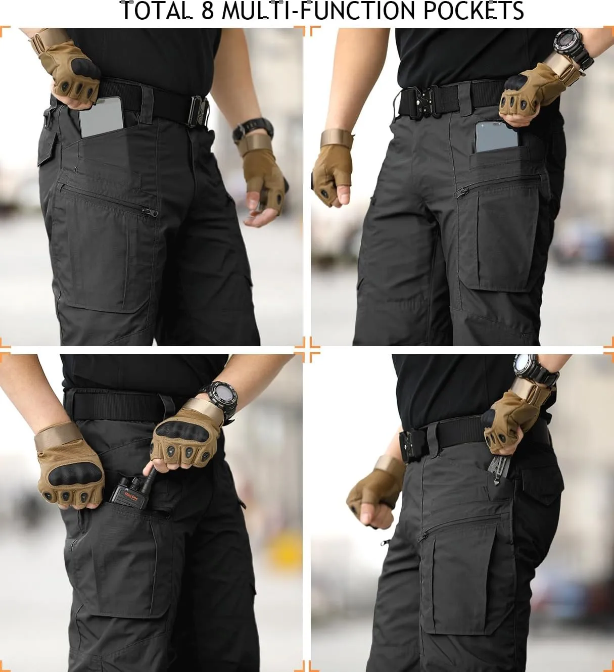 NAVEKULL Men's Hiking Tactical Pants Rip-Stop Military Combat Cargo Pants Lightweight Army Work Outdoor Trousers