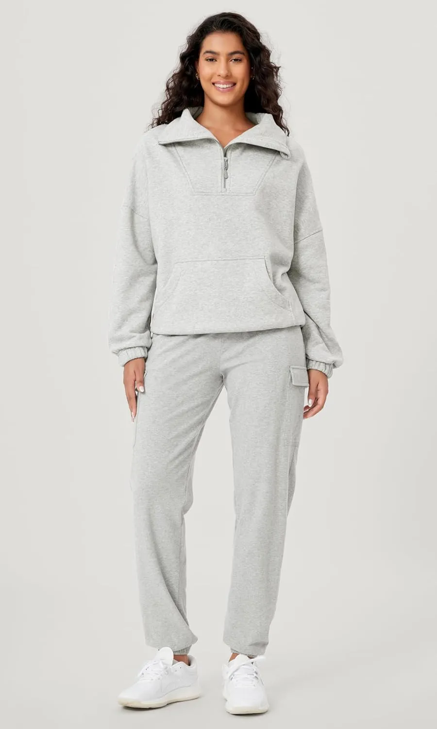 ODODOS Cinchable Sweatshirts for Women Funnel Neck Half Zipper Hoodies Fleece Lined Oversized Pullover