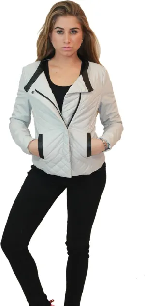Olivia Miller Womens Faux Leather Zip Up Moto Biker Jacket