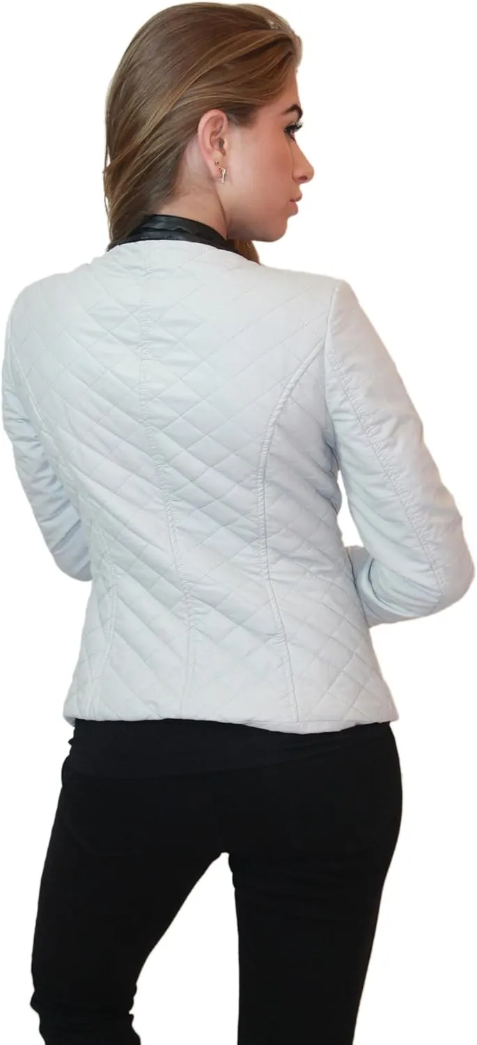 Olivia Miller Womens Faux Leather Zip Up Moto Biker Jacket