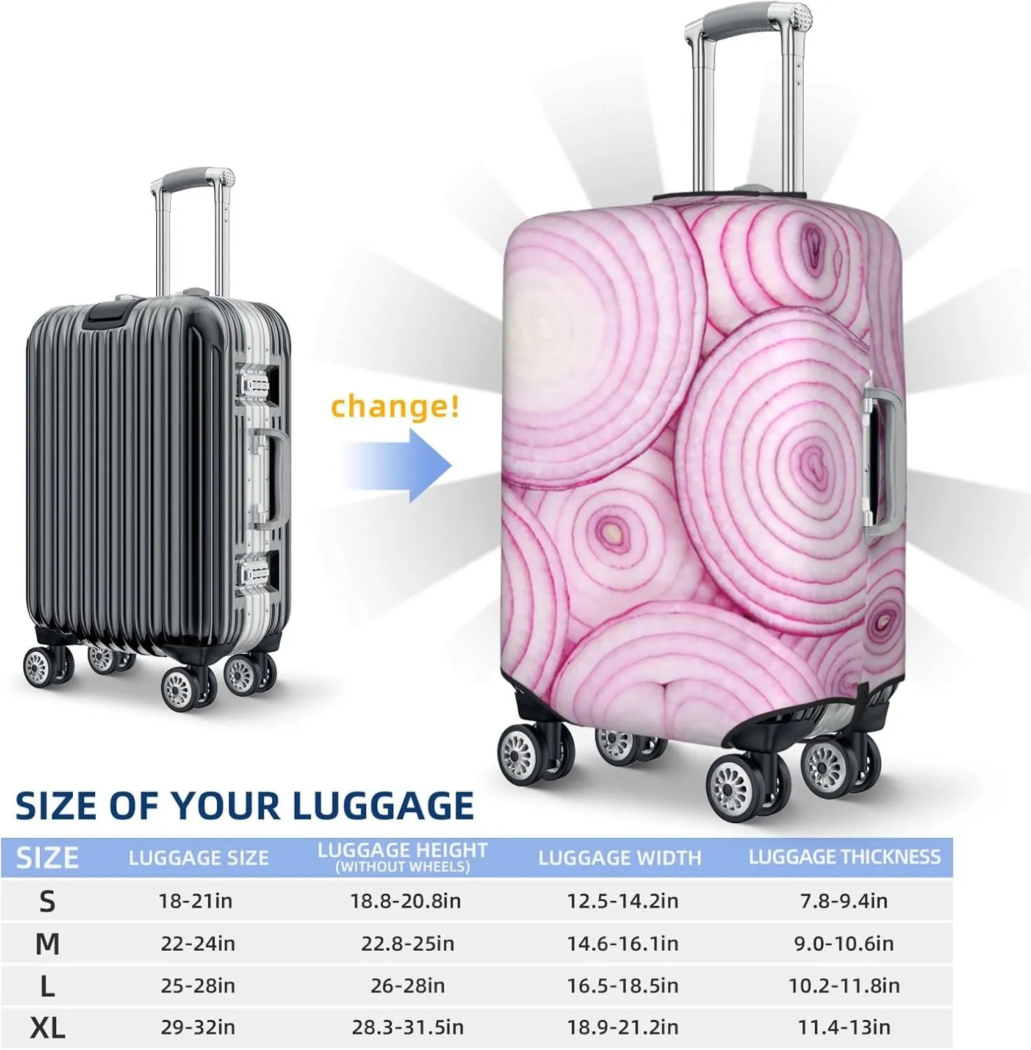Onion Slices Elastic Suitcase Cover Scratch Resistant Luggage Case Travel Luggage Protector for Men Women L 25-28 inch