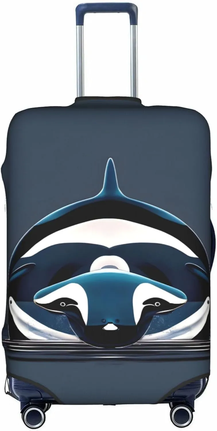 Orca Killer Whale Luggage Cover, Protective Washable Suitcase Cover With Concealed Zipper Fits 18 To 32 Inch