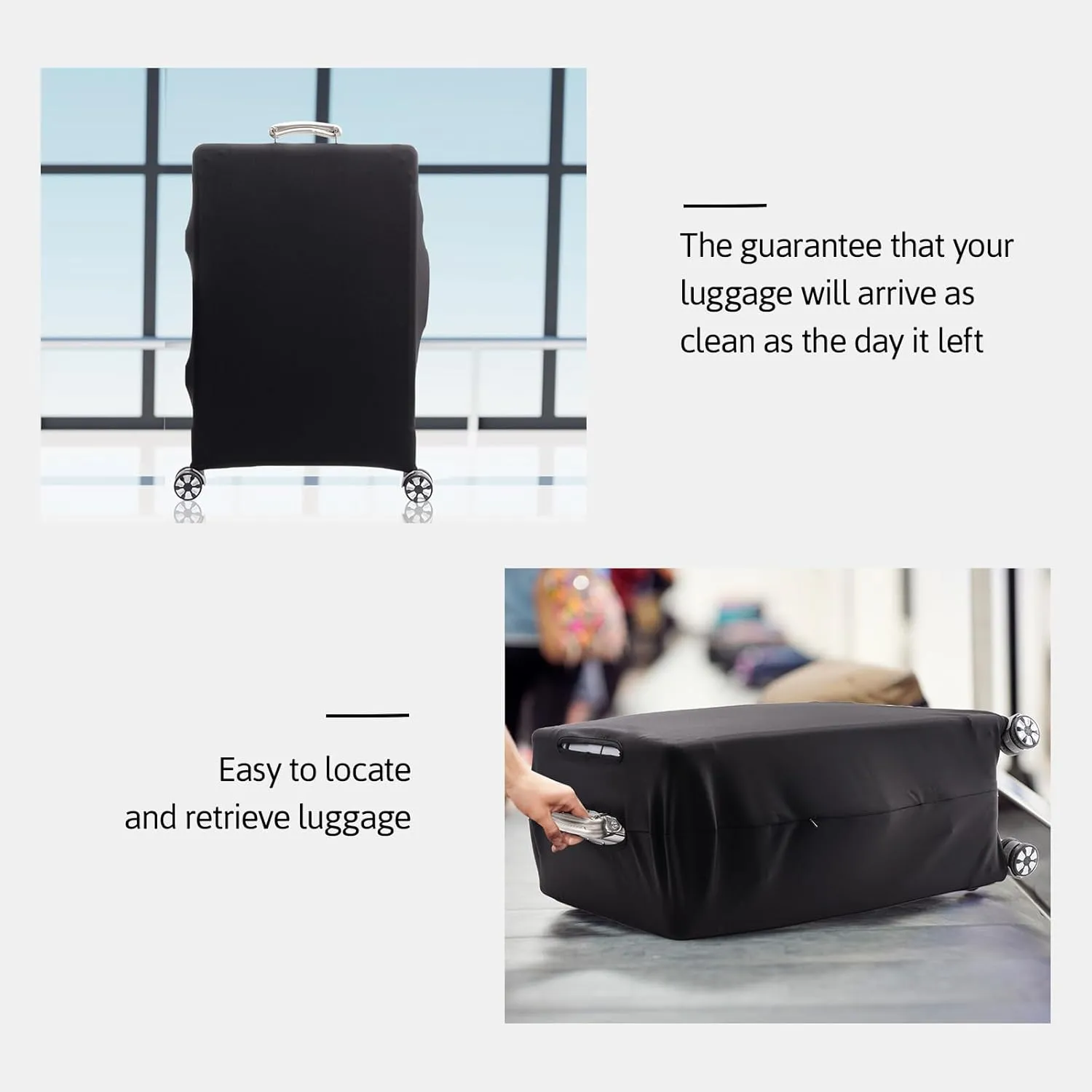 OrgaWise Luggage Covers for Suitcase - Fashionable Protector, Elastic Washable & Stretchable Suitcase covers for luggage, Anti-scratch - Fits 18-32 Inch LuggageBlack S