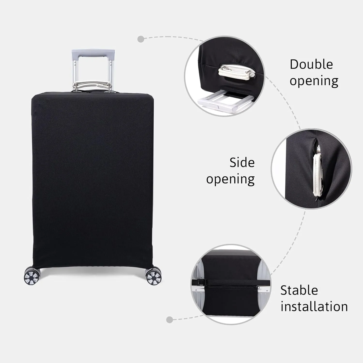 OrgaWise Luggage Covers for Suitcase - Fashionable Protector, Elastic Washable & Stretchable Suitcase covers for luggage, Anti-scratch - Fits 18-32 Inch LuggageBlack S