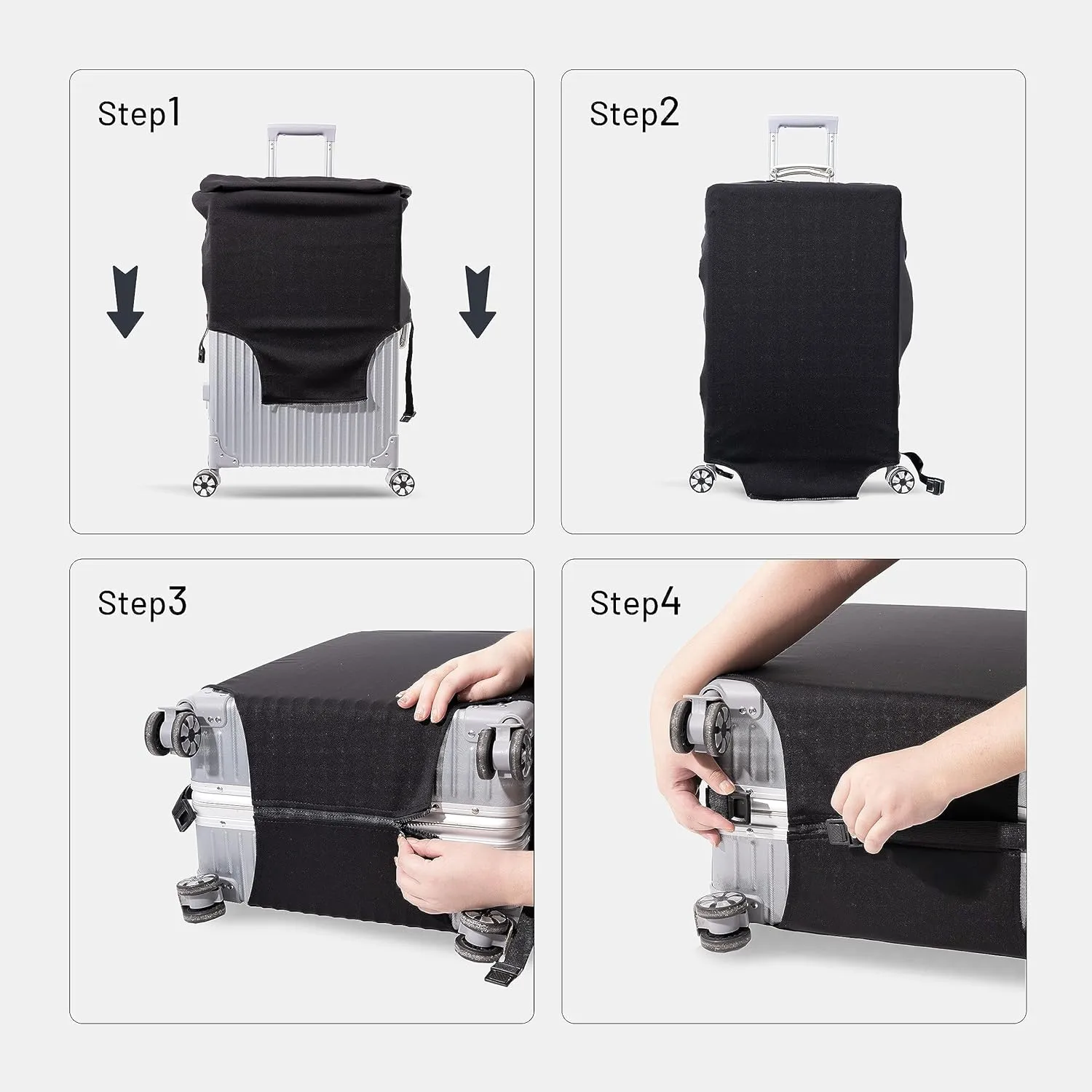 OrgaWise Luggage Covers for Suitcase - Fashionable Protector, Elastic Washable & Stretchable Suitcase covers for luggage, Anti-scratch - Fits 18-32 Inch LuggageBlack S