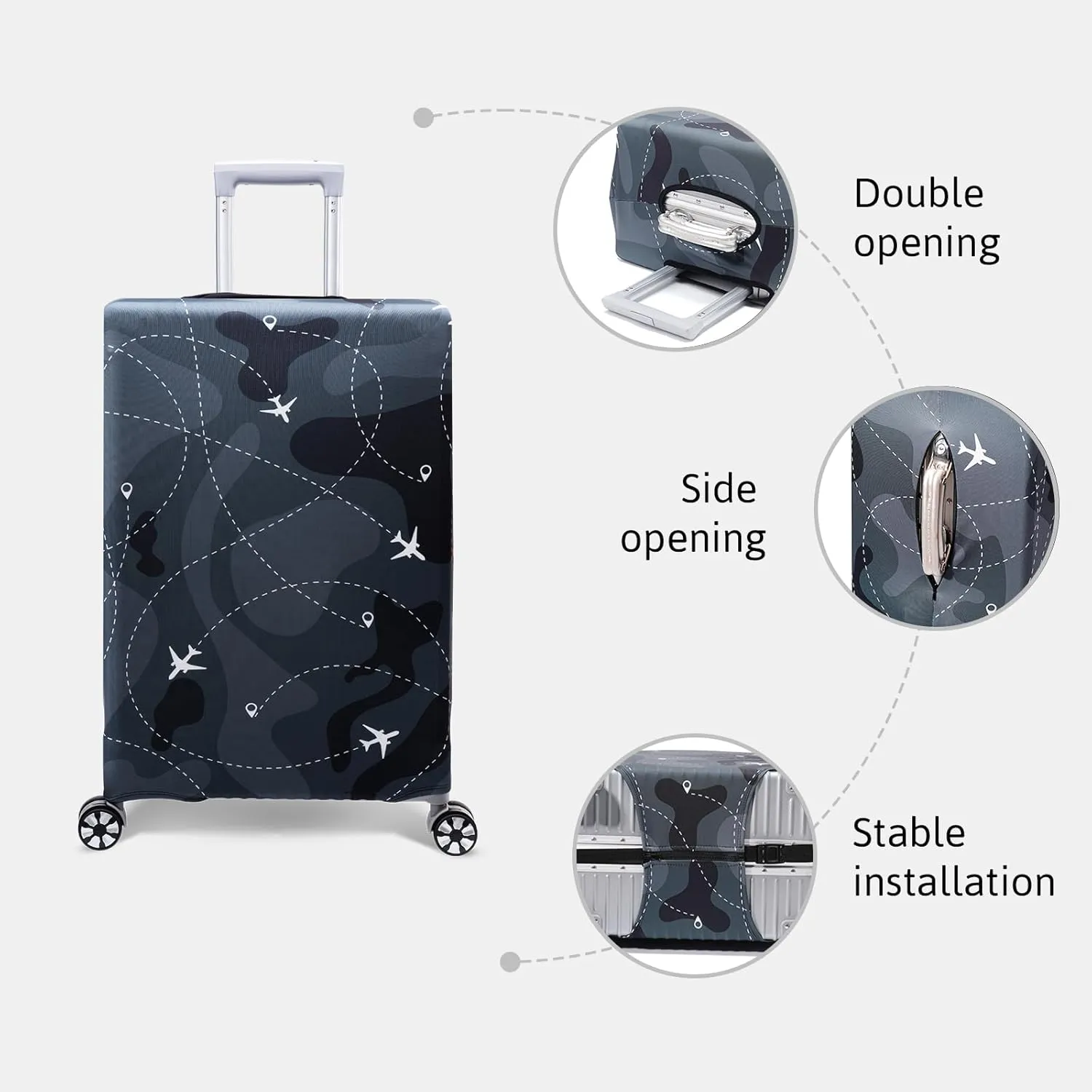 OrgaWise Luggage Covers for Suitcase - Fashionable Protector, Elastic Washable & Stretchable Suitcase covers for luggage, Anti-scratch - Fits 18-32 Inch LuggageFlight M