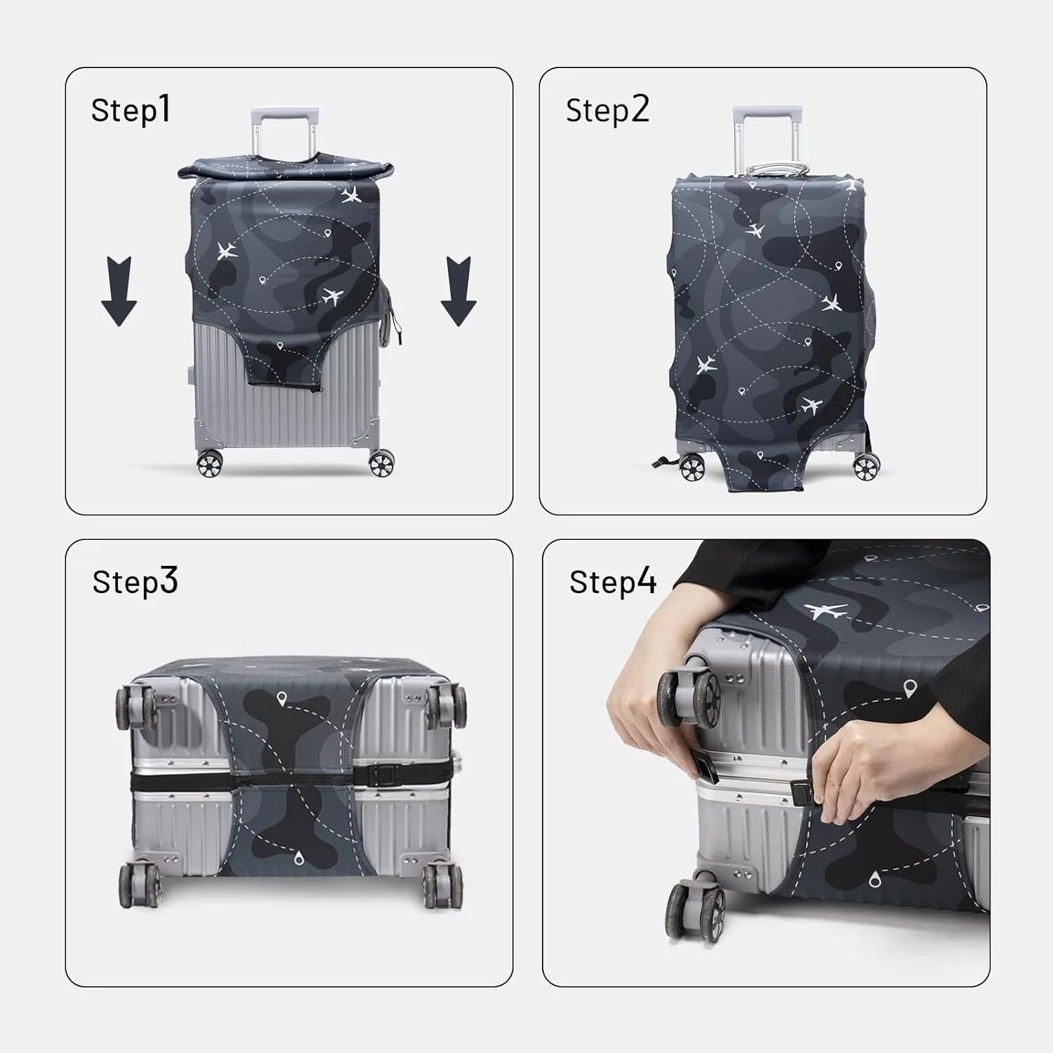 OrgaWise Luggage Covers for Suitcase - Fashionable Protector, Elastic Washable & Stretchable Suitcase covers for luggage, Anti-scratch - Fits 18-32 Inch LuggageFlight M