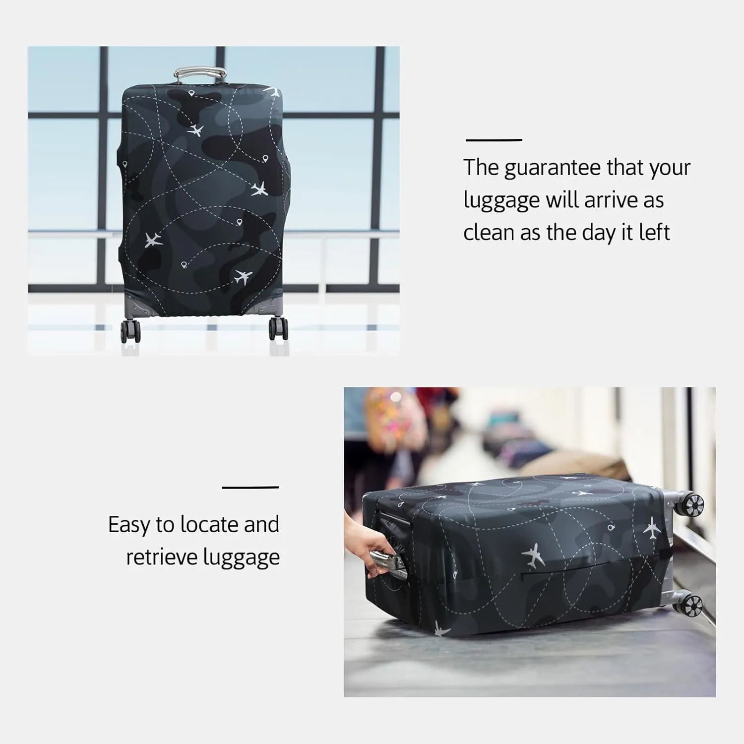 OrgaWise Luggage Covers for Suitcase - Fashionable Protector, Elastic Washable & Stretchable Suitcase covers for luggage, Anti-scratch - Fits 18-32 Inch LuggageFlight M