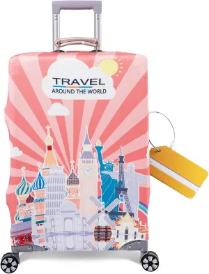 OrgaWise Luggage Covers for Suitcase - Fashionable Protector, Elastic Washable & Stretchable Suitcase covers for luggage, Anti-scratch - Fits 18-32 Inch LuggageSights M