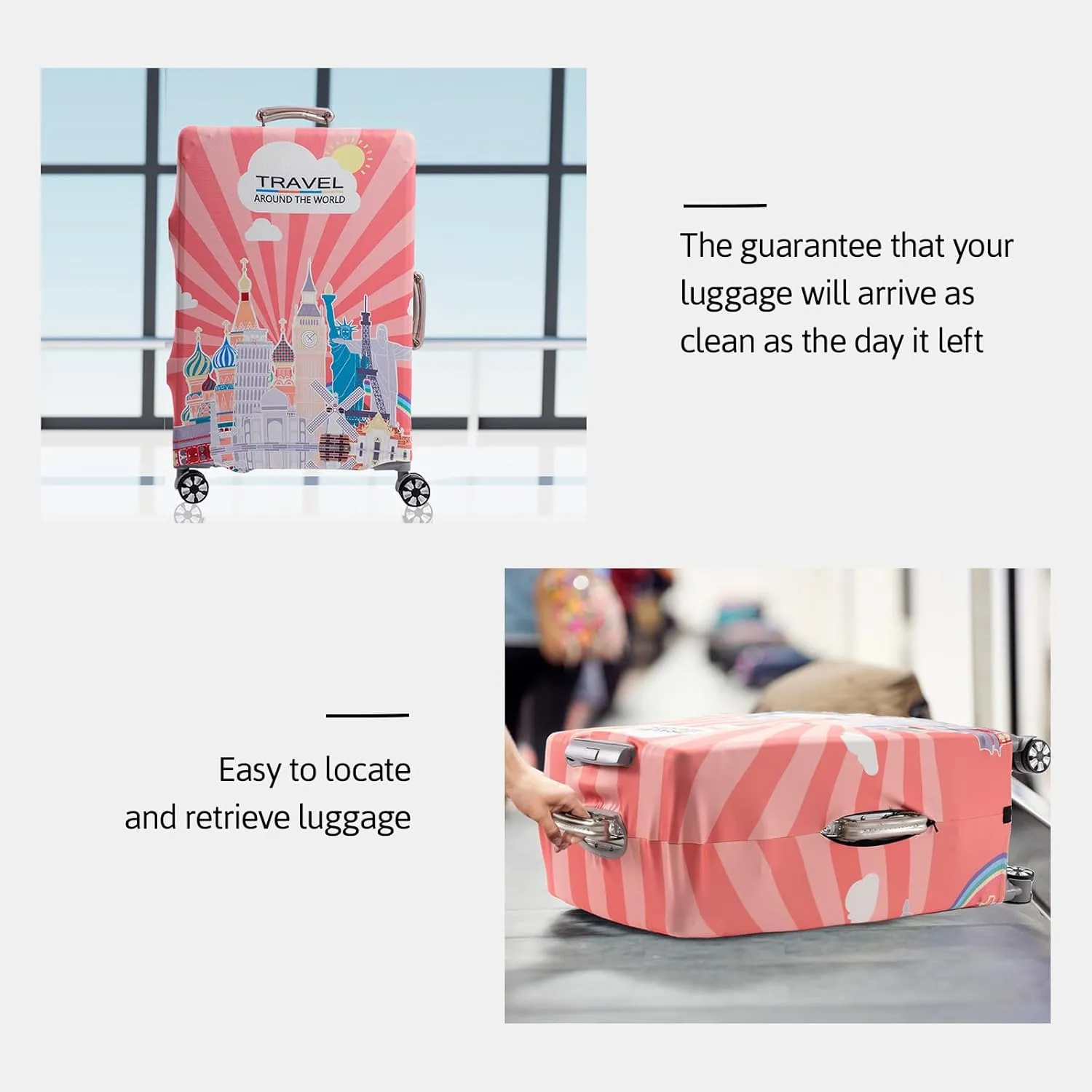 OrgaWise Luggage Covers for Suitcase - Fashionable Protector, Elastic Washable & Stretchable Suitcase covers for luggage, Anti-scratch - Fits 18-32 Inch LuggageSights M