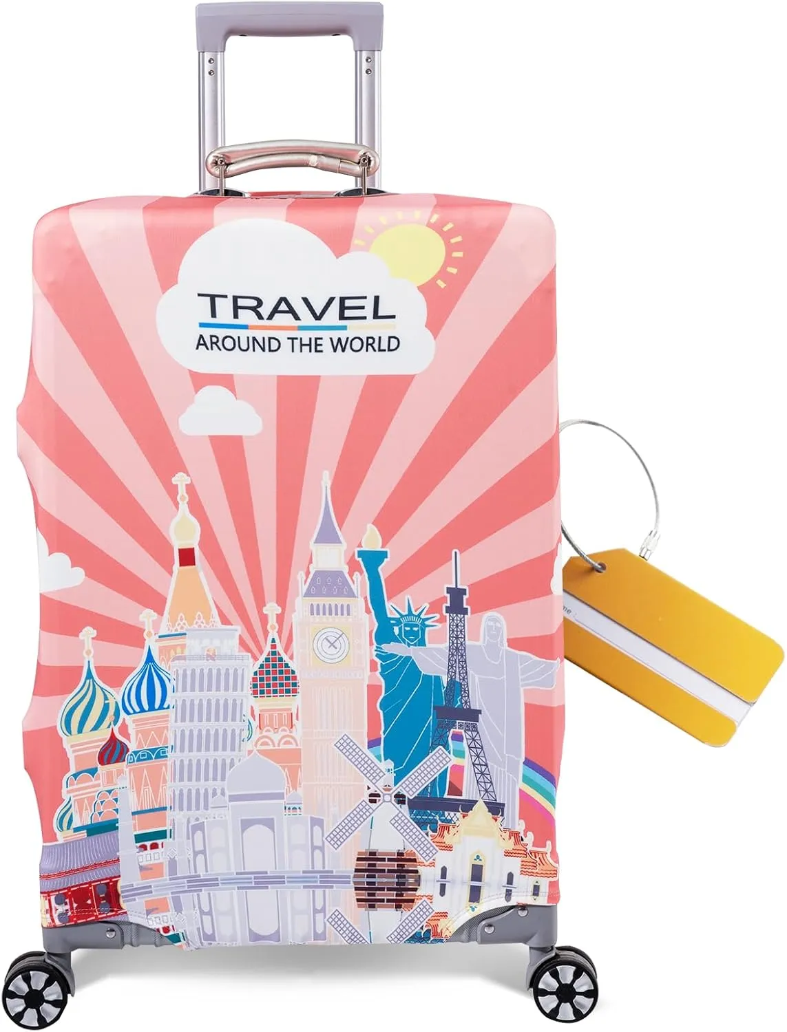 OrgaWise Luggage Covers for Suitcase - Fashionable Protector, Elastic Washable & Stretchable Suitcase covers for luggage, Anti-scratch - Fits 18-32 Inch LuggageSights M