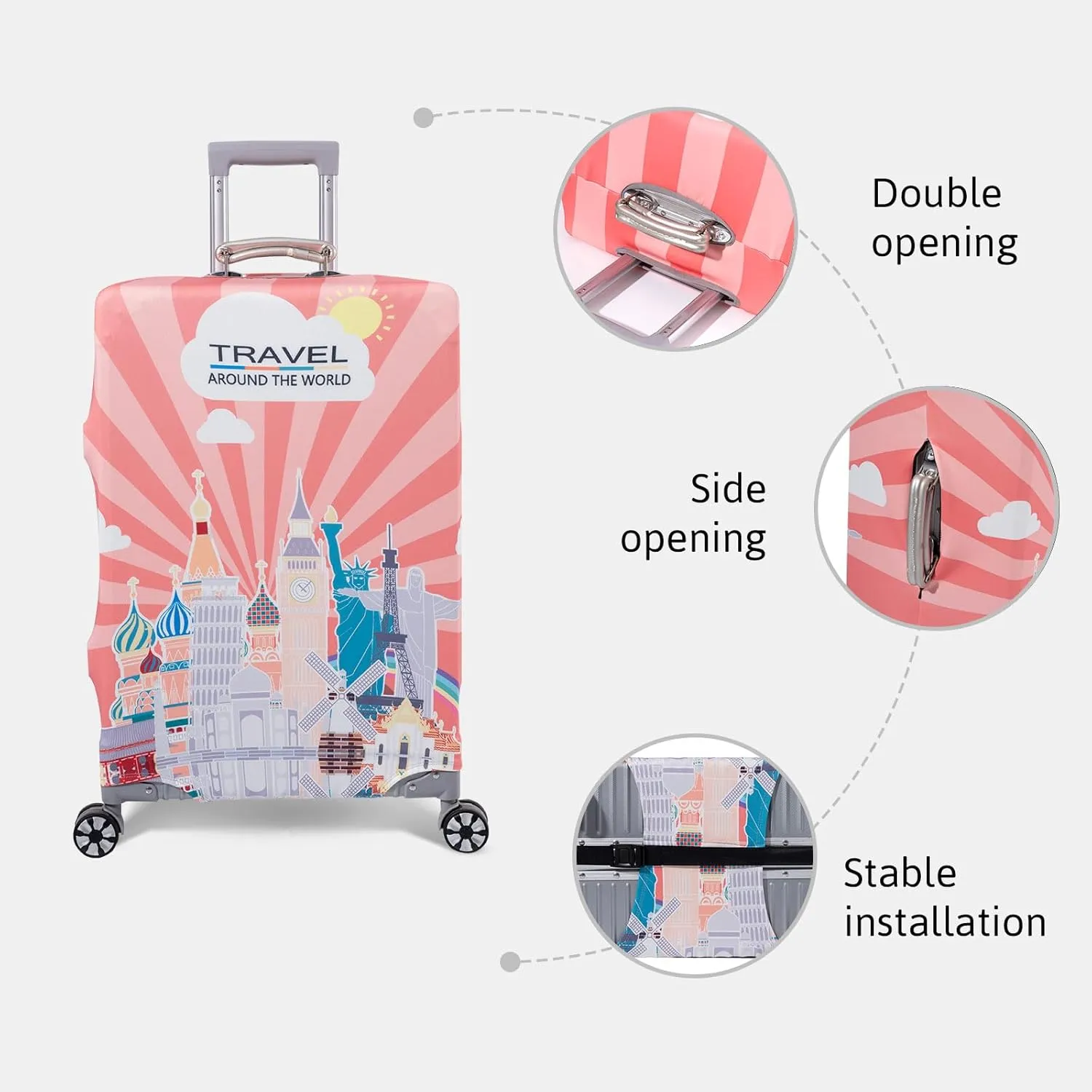 OrgaWise Luggage Covers for Suitcase - Fashionable Protector, Elastic Washable & Stretchable Suitcase covers for luggage, Anti-scratch - Fits 18-32 Inch LuggageSights M