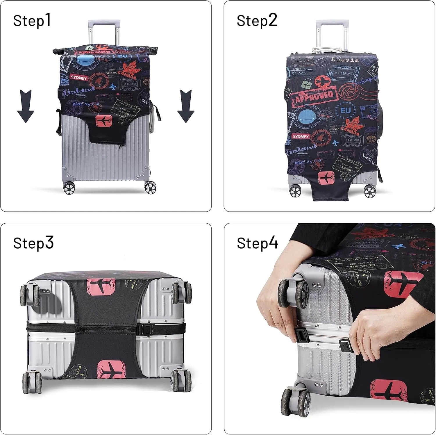 OrgaWise Luggage Covers for Suitcase - Fashionable Protector, Elastic Washable & Stretchable Suitcase covers for luggage, Anti-scratch - Fits 18-32 Inch LuggageWorld S