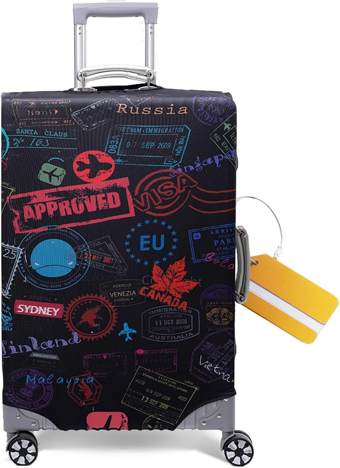 OrgaWise Luggage Covers for Suitcase - Fashionable Protector, Elastic Washable & Stretchable Suitcase covers for luggage, Anti-scratch - Fits 18-32 Inch LuggageWorld S