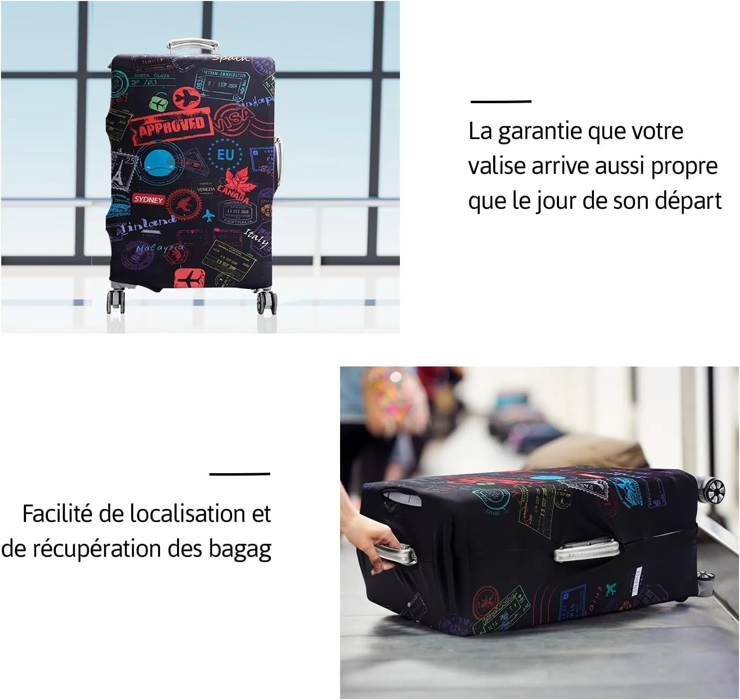 OrgaWise Luggage Covers for Suitcase - Fashionable Protector, Elastic Washable & Stretchable Suitcase covers for luggage, Anti-scratch - Fits 18-32 Inch LuggageWorld S