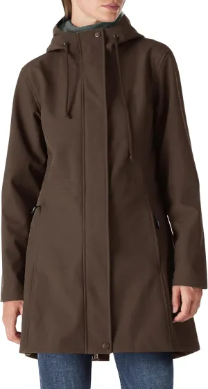 Outdoor Ventures Women's Lightweight Waterproof Fleece Lined Hooded Softshell Rain Jacket, Warm Windbreaker Long Coat