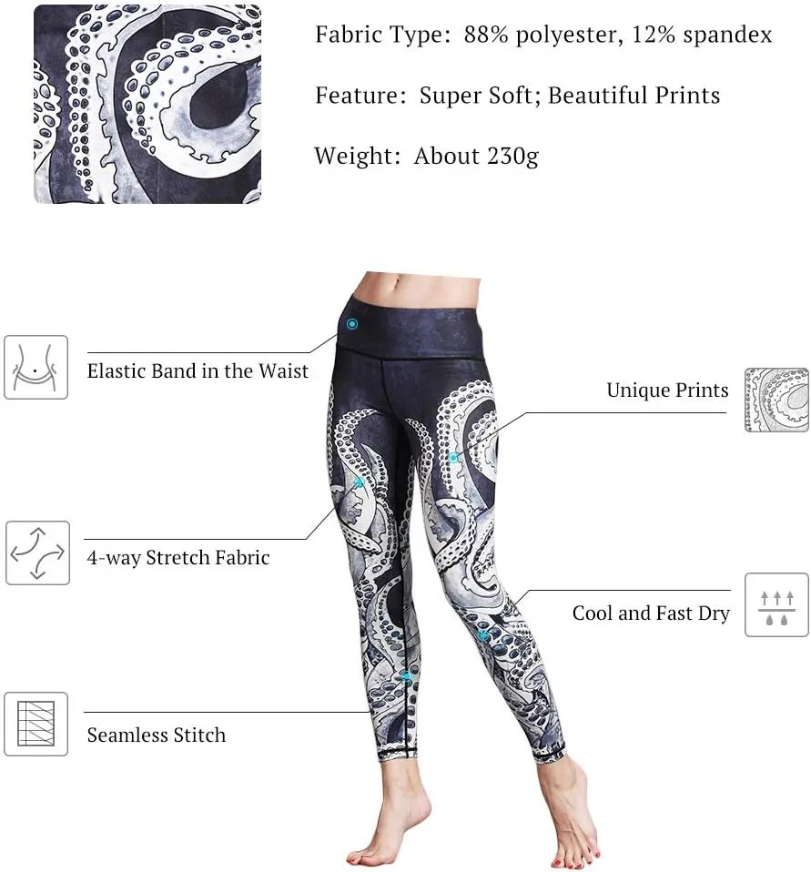 Over The Heel Yoga Pants Women Printed Stirrup Pants High Waist Yoga Leggings