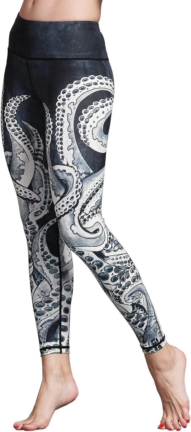 Over The Heel Yoga Pants Women Printed Stirrup Pants High Waist Yoga Leggings