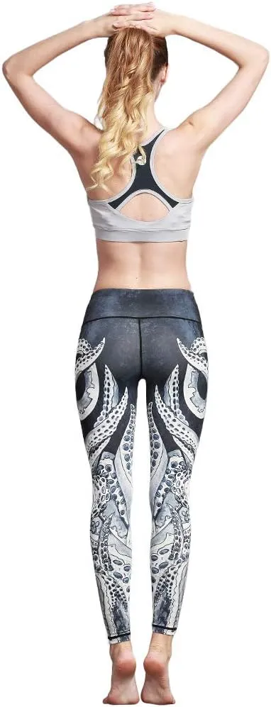 Over The Heel Yoga Pants Women Printed Stirrup Pants High Waist Yoga Leggings