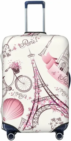 Paris Eiffel Tower Luggage Suitcase Covers Elastic Washable Romantic Travel Luggage Protector Travel Suitcase Protective Cover For Kid And Adult, S (Fit 18-21 Inch Luggage)