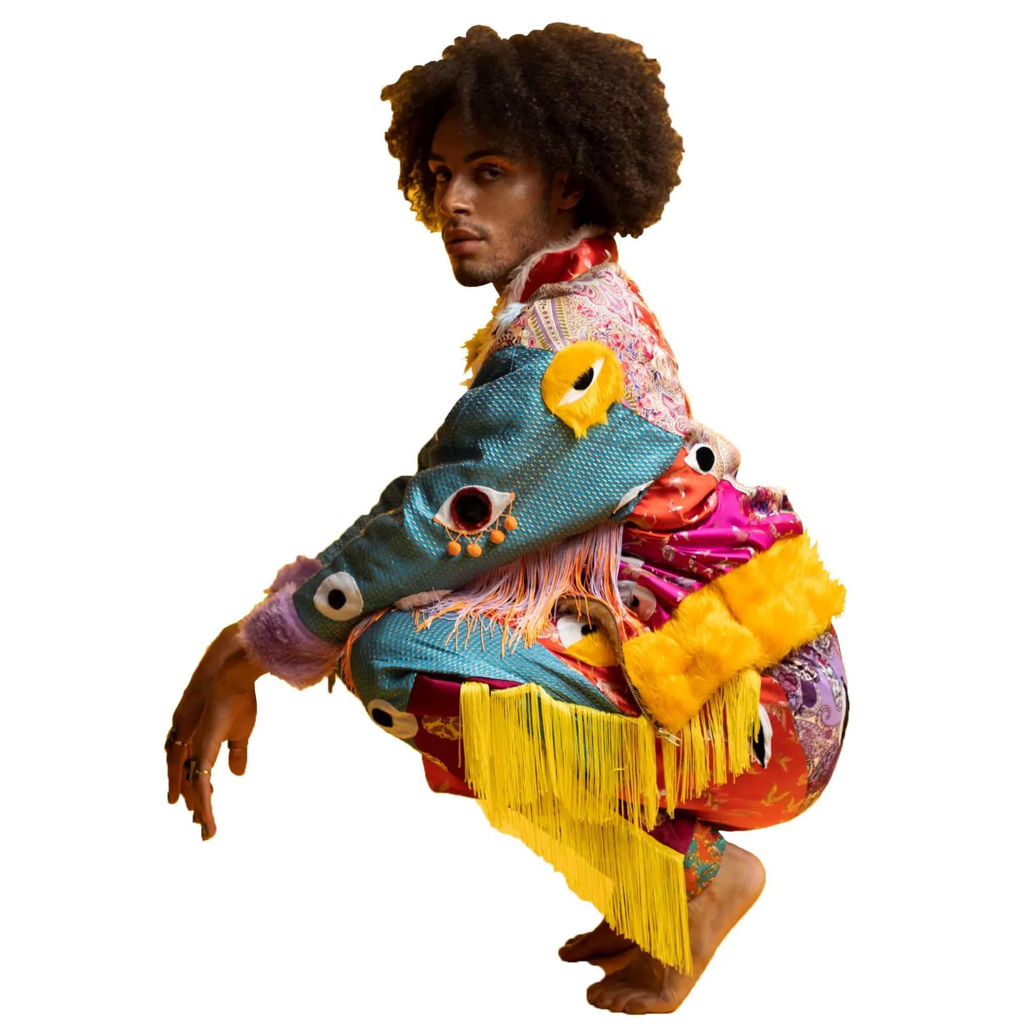 Patchwork Trippin Eye Bomber Jacket