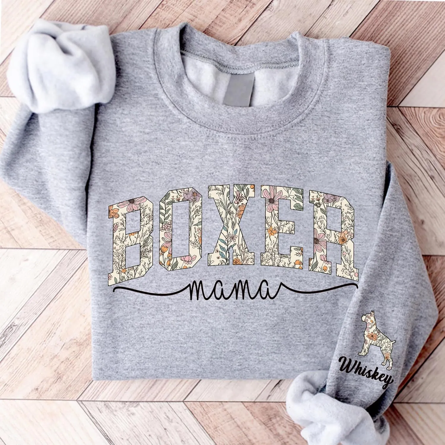Personalized Dog Mom Sweatshirt  Custom Name & Dog Breed Crewneck, Cute Fur Mama Pullover, Best Gift for Dog Lovers
