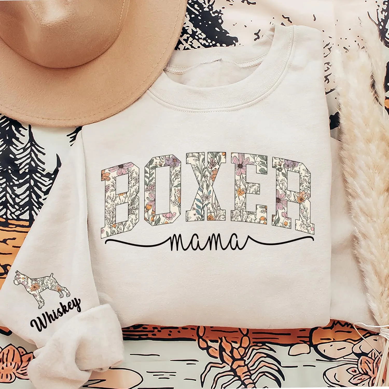 Personalized Dog Mom Sweatshirt  Custom Name & Dog Breed Crewneck, Cute Fur Mama Pullover, Best Gift for Dog Lovers
