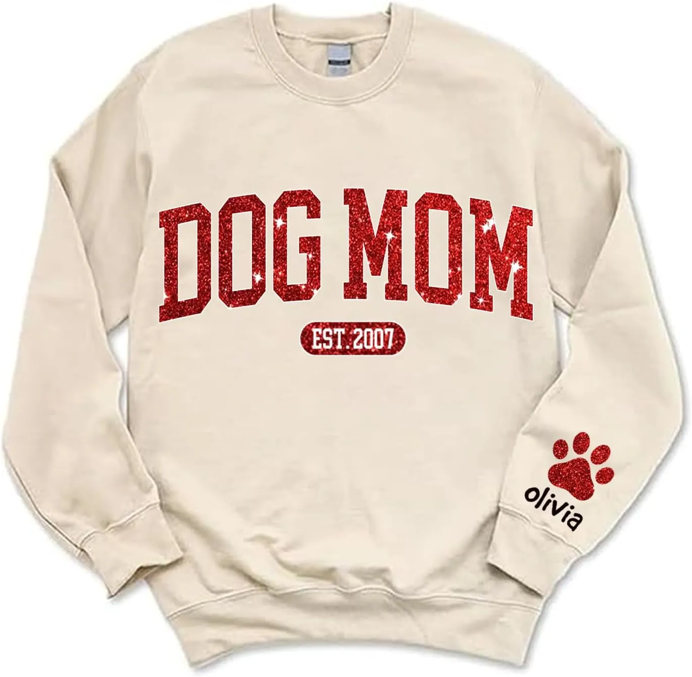 Personalized Dog Mom Sweatshirt  Custom Name & Dog Breed Crewneck, Cute Fur Mama Pullover, Best Gift for Dog Lovers