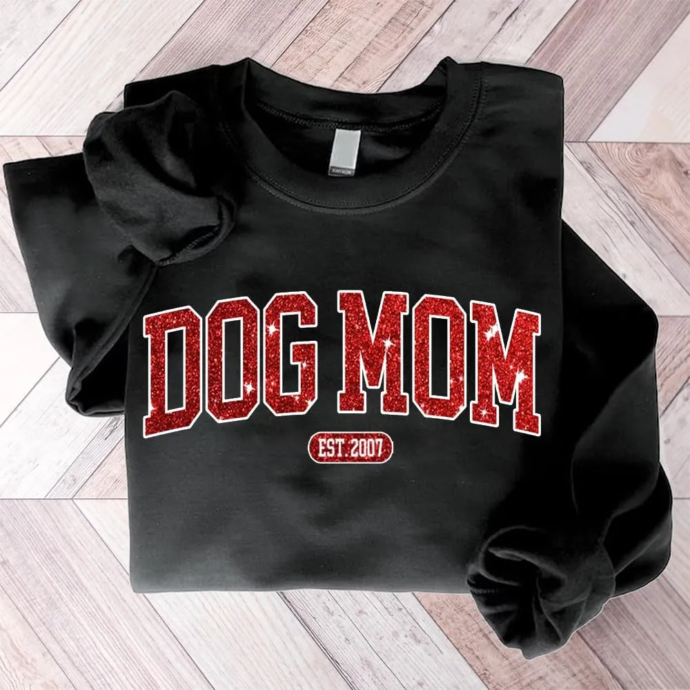 Personalized Dog Mom Sweatshirt  Custom Name & Dog Breed Crewneck, Cute Fur Mama Pullover, Best Gift for Dog Lovers