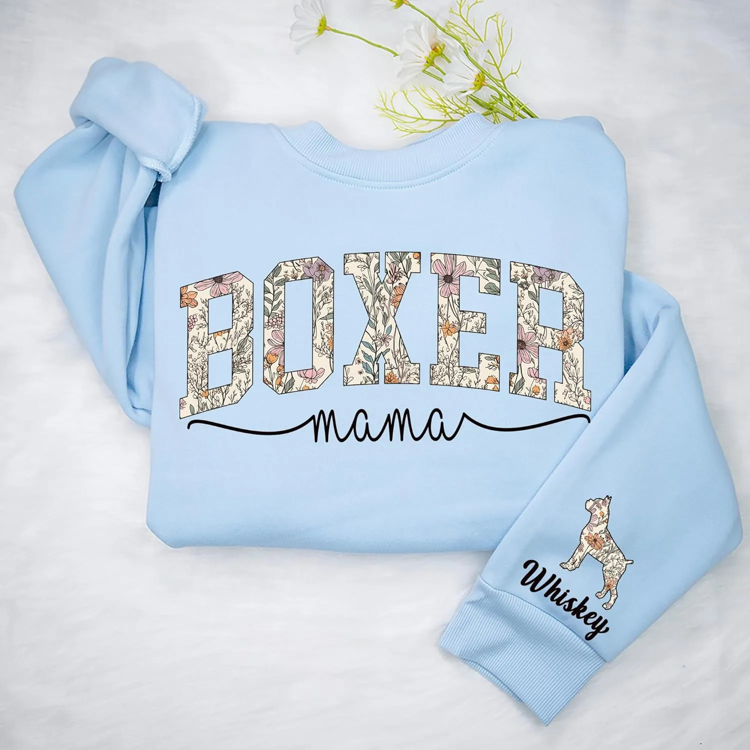 Personalized Dog Mom Sweatshirt  Custom Name & Dog Breed Crewneck, Cute Fur Mama Pullover, Best Gift for Dog Lovers
