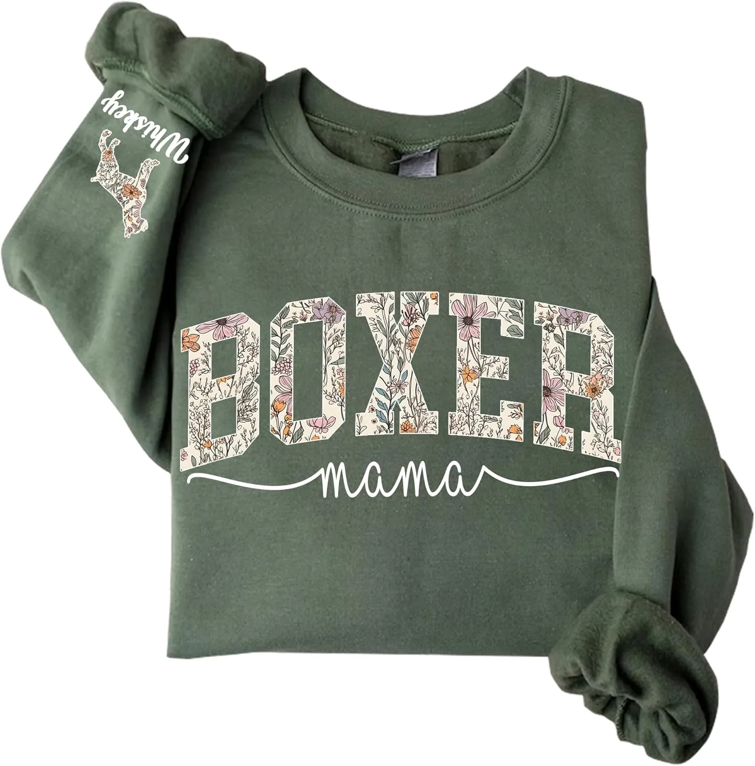 Personalized Dog Mom Sweatshirt  Custom Name & Dog Breed Crewneck, Cute Fur Mama Pullover, Best Gift for Dog Lovers