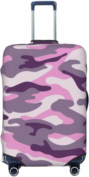 Purple Camouflage Luggage Suitcase Covers Elastic Washable Military Camo Luggage Protector Travel Suitcase Protective Cover For Kid And Adult, S (Fit 18-21 Inch Luggage)