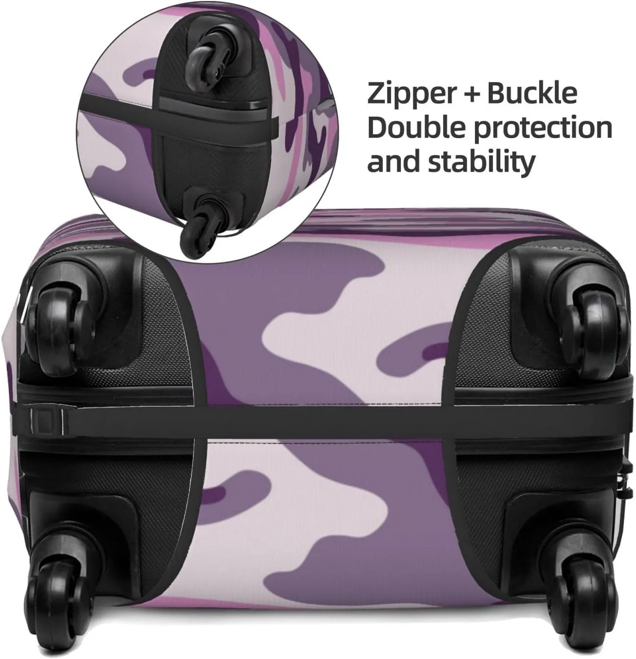 Purple Camouflage Luggage Suitcase Covers Elastic Washable Military Camo Luggage Protector Travel Suitcase Protective Cover For Kid And Adult, S (Fit 18-21 Inch Luggage)
