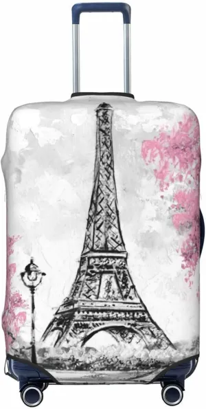 Retro Paris Eiffel Tower Luggage Suitcase Covers Elastic Washable Luggage Protector Travel Suitcase Protective Cover For Kid And Adult, S (Fit 18-21 Inch Luggage)