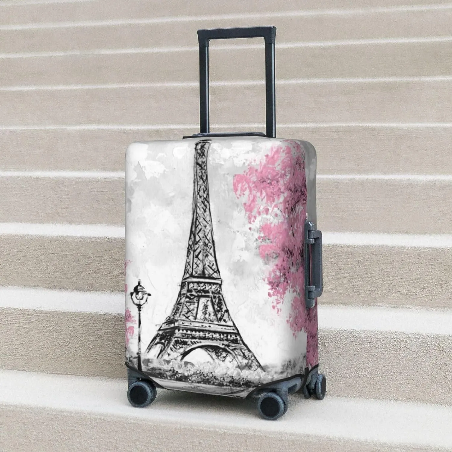 Retro Paris Eiffel Tower Luggage Suitcase Covers Elastic Washable Luggage Protector Travel Suitcase Protective Cover For Kid And Adult, S (Fit 18-21 Inch Luggage)