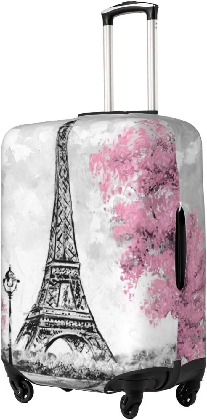 Retro Paris Eiffel Tower Luggage Suitcase Covers Elastic Washable Luggage Protector Travel Suitcase Protective Cover For Kid And Adult, S (Fit 18-21 Inch Luggage)