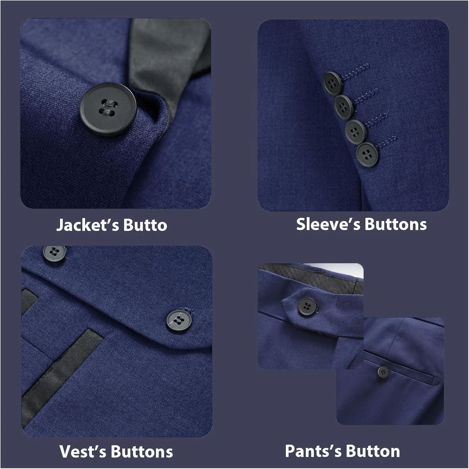 Rogers & Morris Tuxedo Suits for Men Solid 3 Piece Slim FitFormal Set Peak Lapels One Button Jacket Vest Pants
