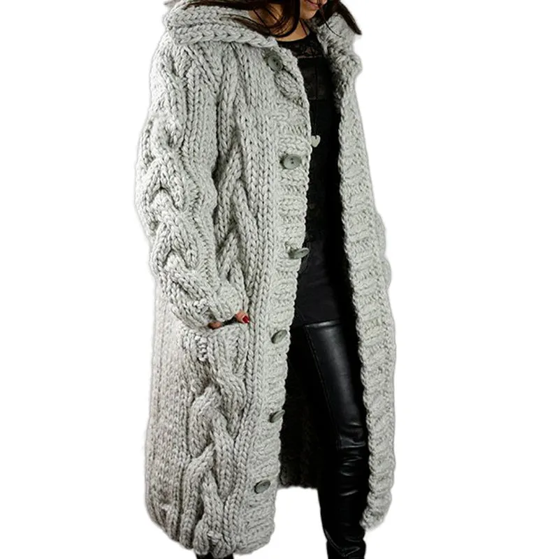 Round Neck Women's Oversized Sweater Coat Fashion Cardigan