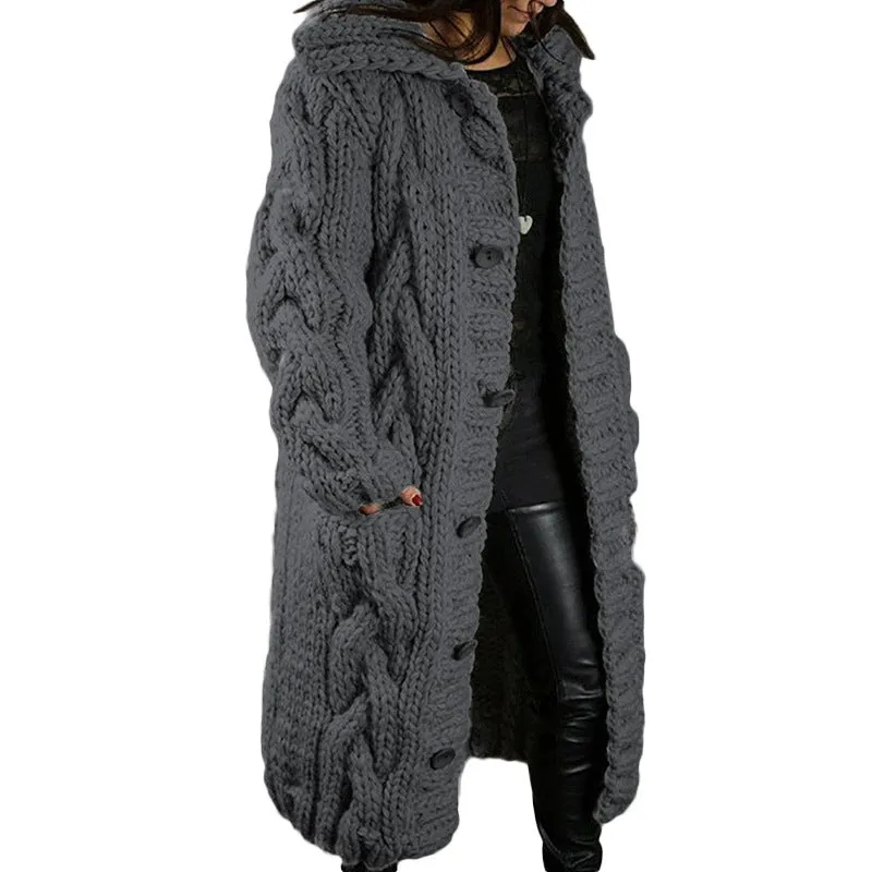 Round Neck Women's Oversized Sweater Coat Fashion Cardigan