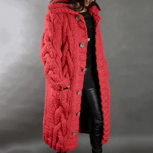 Round Neck Women's Oversized Sweater Coat Fashion Cardigan