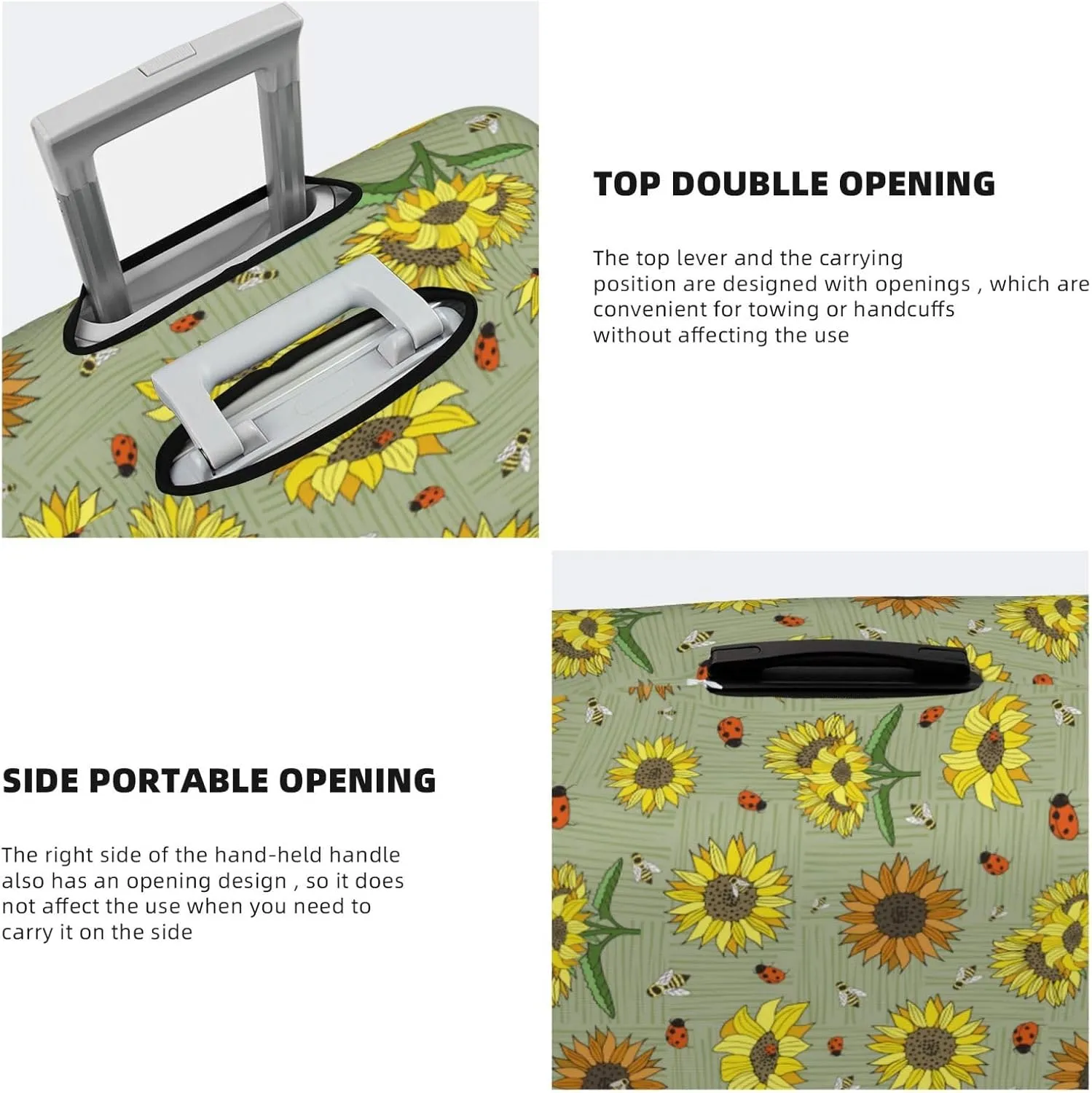 Sage Green With Sunflowers Print Luggage Covers For Suitcase,Elastic Washable & Stretchable Suitcase Covers For Luggage, Anti-Scratch - Fits 18-32 Inch Luggage-No Luggage Included