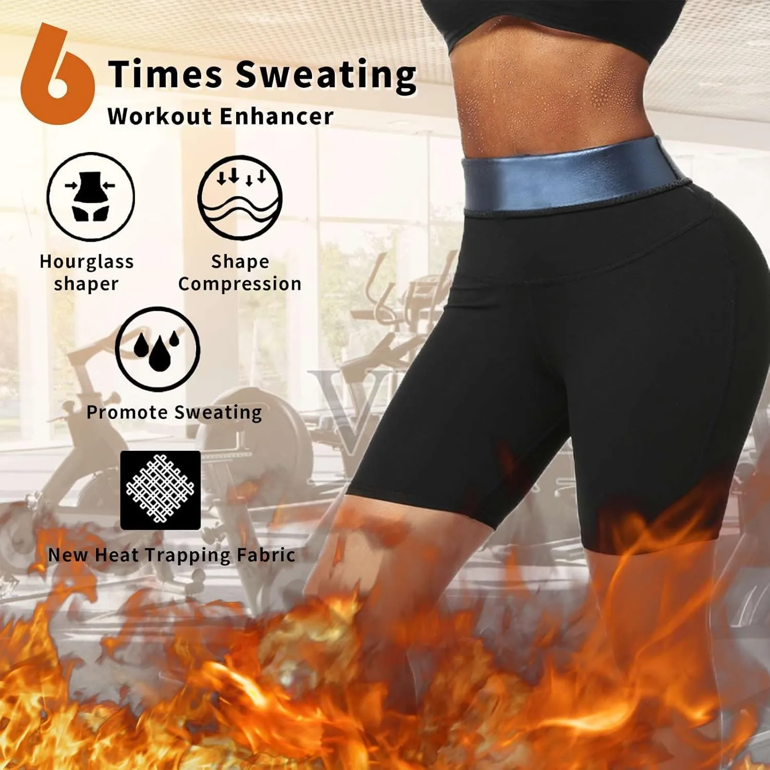 Sauna Sweat Shorts Thermos Pants Compression Workout Gym Exercise Waist Trainer Body Shaper Thighs Tummy Control