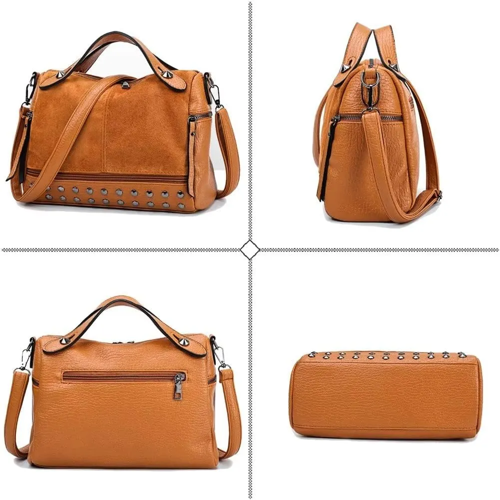 Shoulder Bag for Women Vintage PU Leather Tote Bag Casual Hobo Crossbody Purse Designer Ladies Top Handle Satchel
