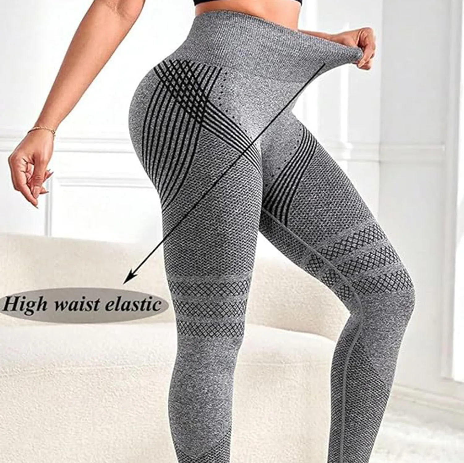Slimove 3D Leggings,High Waisted Butt Lifting & Tummy Control Yoga Pants with Side Pockets for Fitness, Running