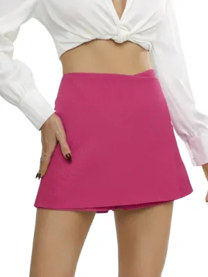 Solid High Waist Skort Hot Shorts for Women