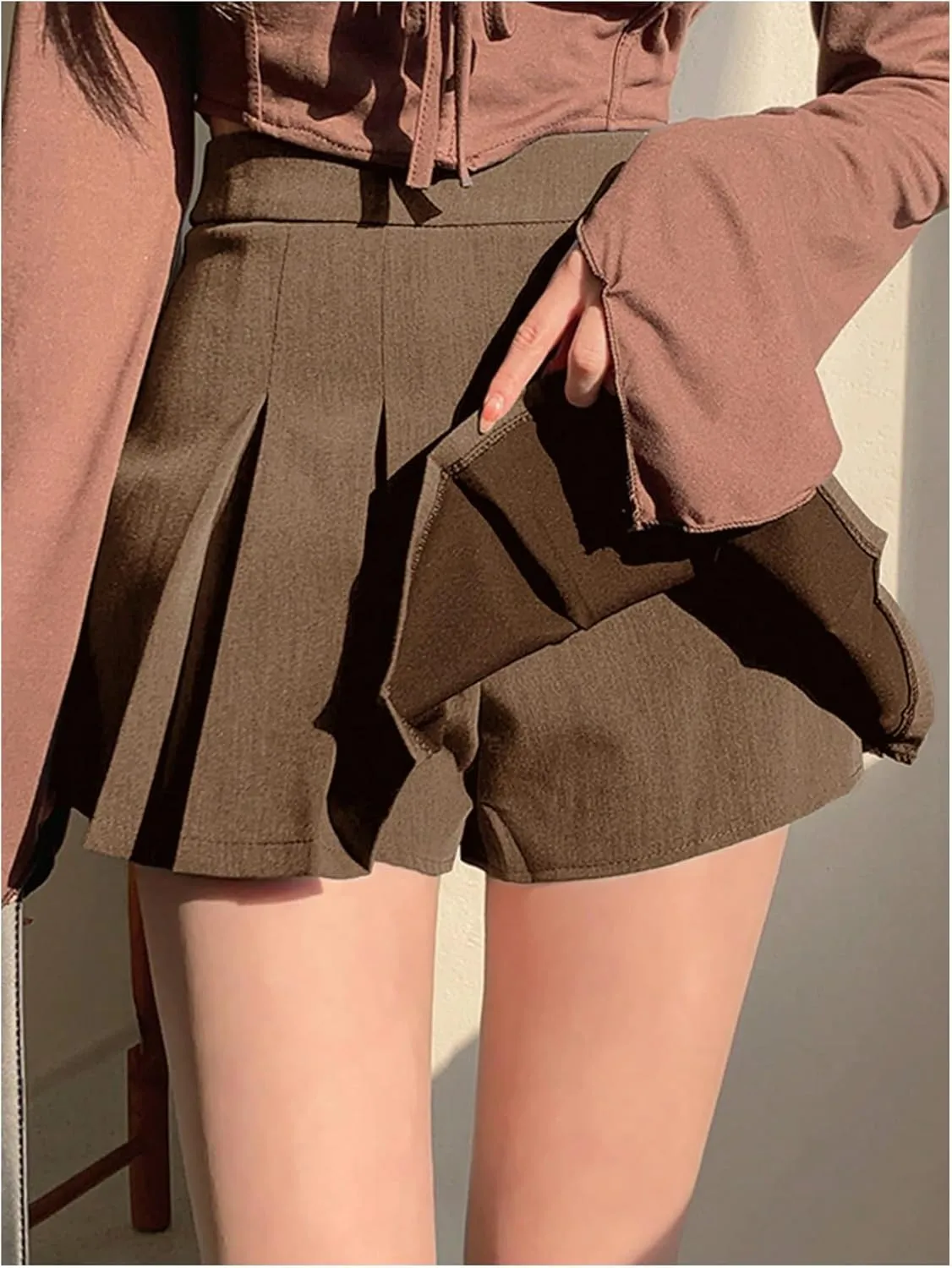 SOLY HUX Women's Pleated Skirt High Waisted A Line Casual Mini Skirts